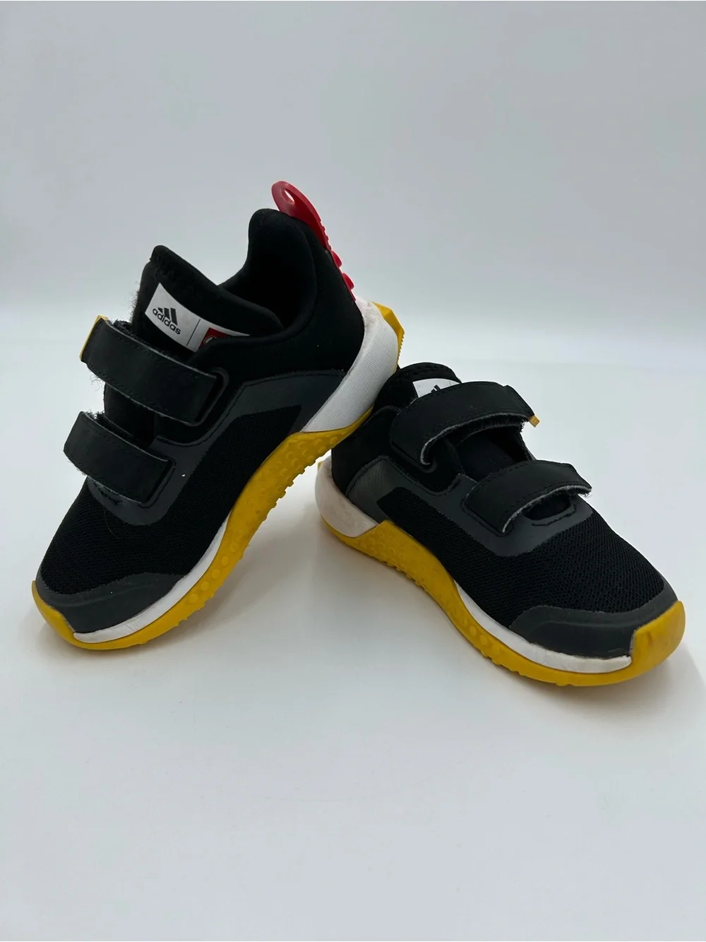 Adidas Lego Kids Black & Yellow Velcro Athletic Shoes 8 1/2